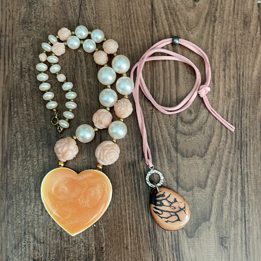 2 Vintage Pink Necklaces